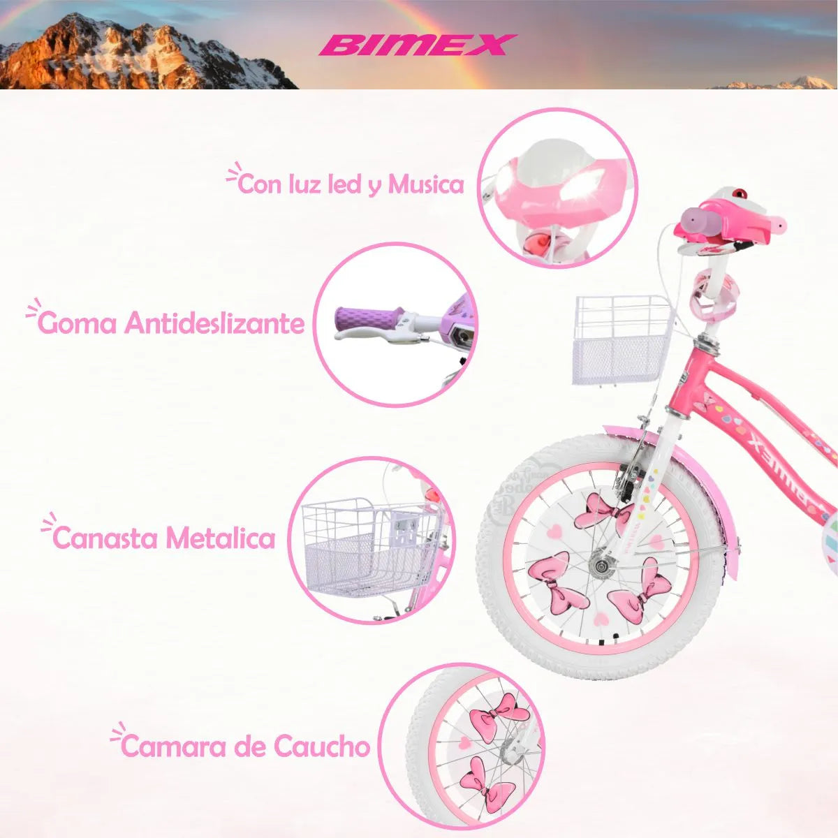 Bicicleta DOLLY Bimex R12 Luz Y Sonido Rosa
