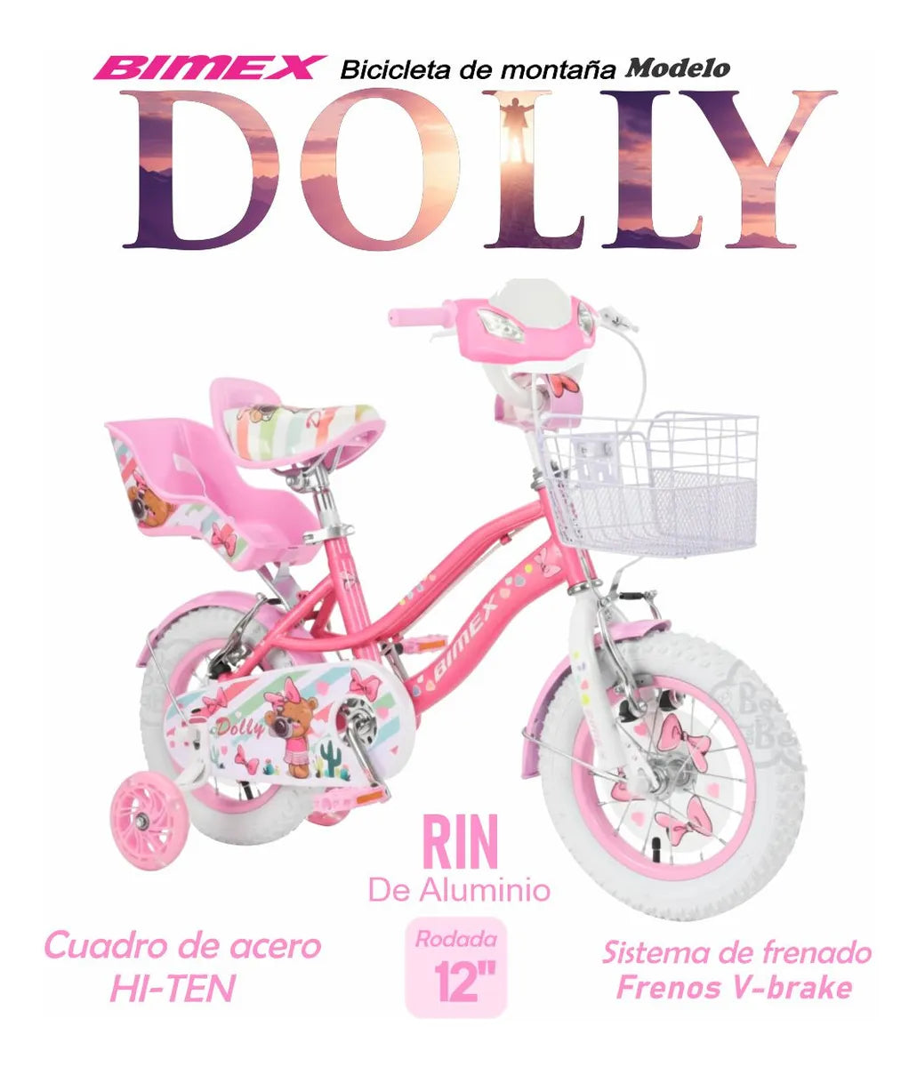 Bicicleta DOLLY Bimex R12 Luz Y Sonido Rosa